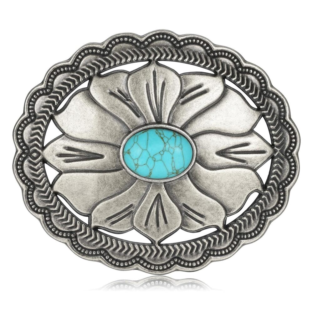 1274 Belt Buckle Western Cowboy Vintage Rodeo Turquoise Belt Buckles Grey